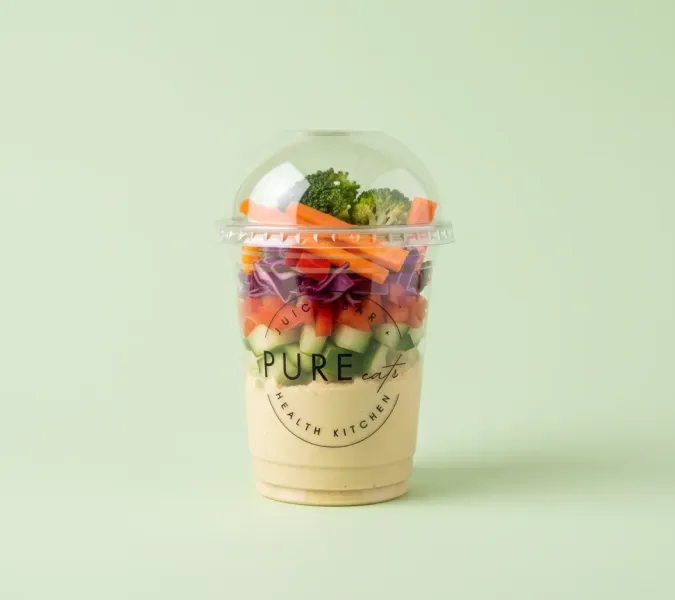 Vegetables and hummus cup